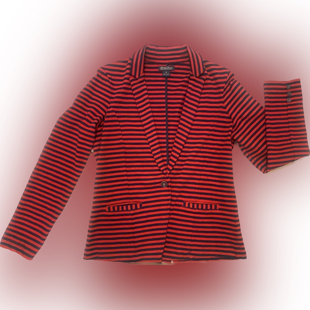Navy blue and red striped blazer. Lucky brand.